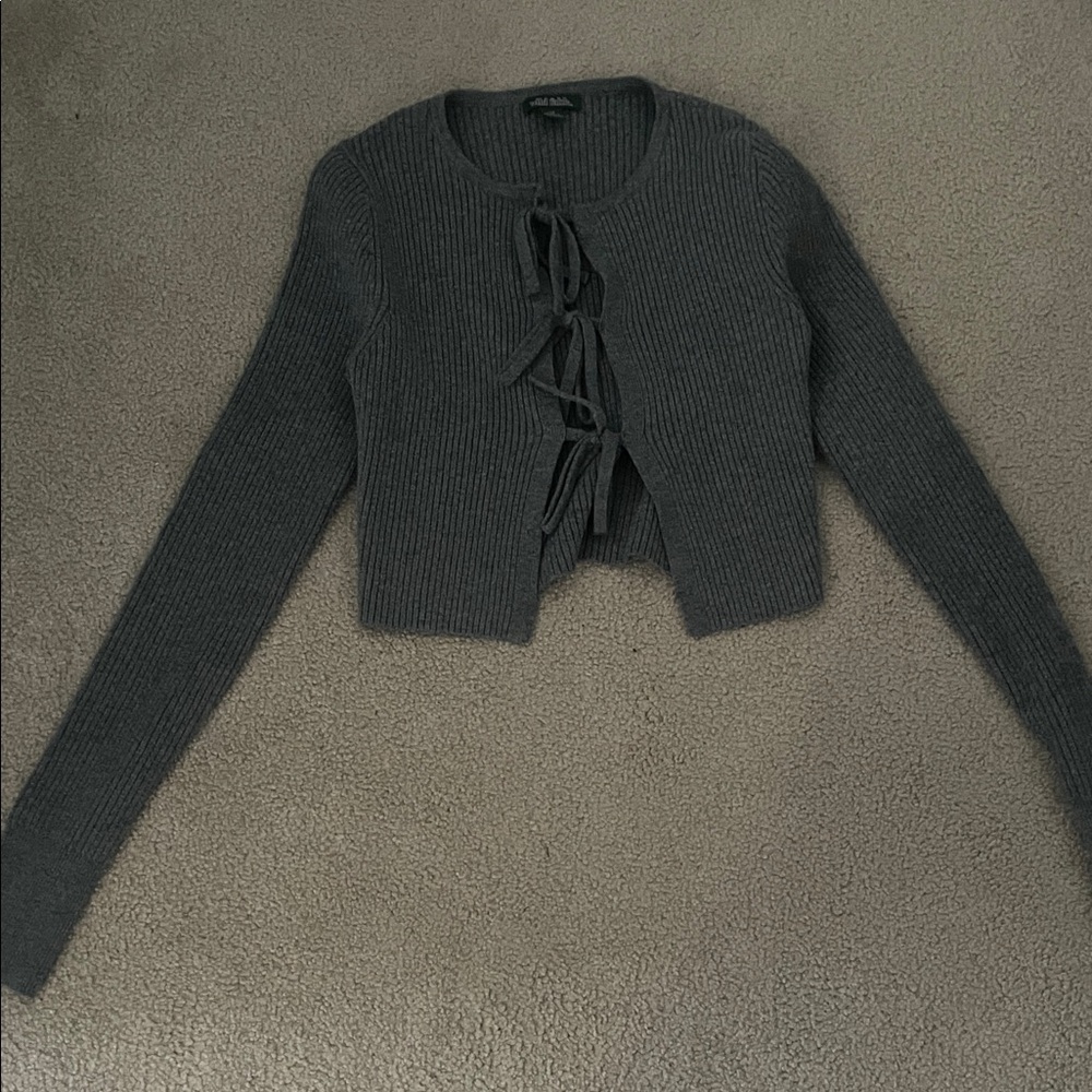 Wild Fable Charcoal Lace-Up Cardigan